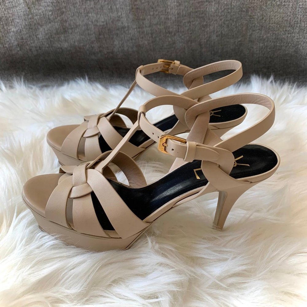 YSL Saint Laurent Tribute Beige platform sandals - Picture 4 of 6